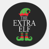 Extra Elf Family Matching Christmas Group Pajama M Ronde Sticker (Voorkant)