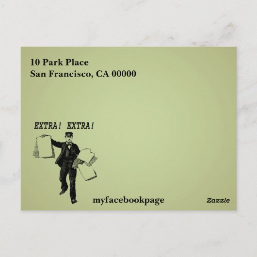 Extra! Extra!  krant Baby Briefkaart (Achterkant)