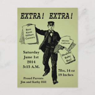 Extra! Extra!  krant Baby Briefkaart