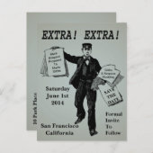 Extra! Extra!  krant slaat datum op Aankondigingskaart (Voorkant / Achterkant)