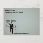 Extra! Extra!  krant slaat datum op Aankondigingskaart (Achterkant)