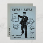 Extra! Extra!  krant slaat datum op Aankondigingskaart (Voorkant / Achterkant)