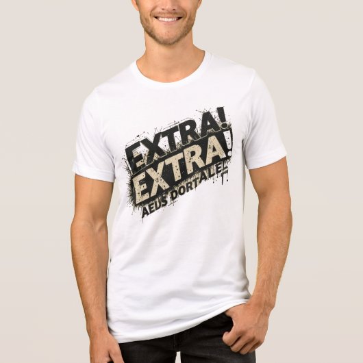 "EXTRA! EXTRA! Newspaper Headline T-Shirt – Bold V (Voorkant)
