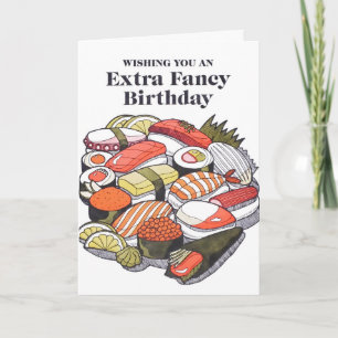 Extra Fancy Sushi Verjaardagskaart met Letterpress Kaart