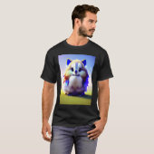 Extra Fluffy Witte Blauwe Kat Kitten Konijn Bunny T-shirt (Voorkant volledig)