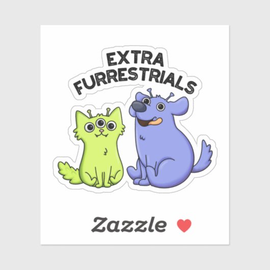 Extra Furrestrials Grappige Alien Furry Pet Pun Sticker (Vel)