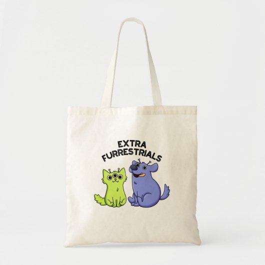 Extra Furrestrials Grappige Alien Furry Pet Pun Tote Bag (Voorkant)