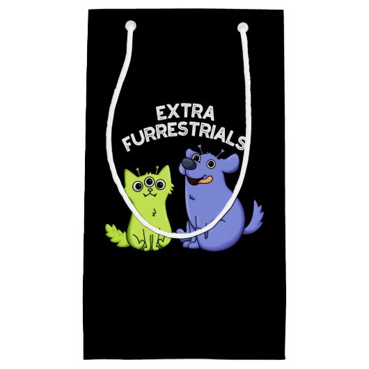 Extra Furrestrials Grappige Alien Furry Pun Dark B Klein Cadeauzakje (Voorkant)