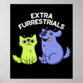 Extra Furrestrials Grappige Alien Furry Pun Dark B Poster (Voorkant)