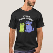 Extra Furrestrials Grappige Alien Furry Pun Dark B T-shirt (Voorkant)