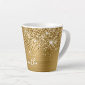 Extra Glitterige Gouden Glam Script Naam Latte Mok (Rechterhoek)