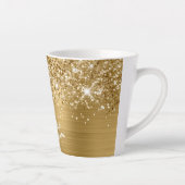 Extra Glitterige Gouden Glam Script Naam Latte Mok (Rechts)