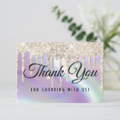 Extra glitterschijven faux holographic Pearlescent Bedankkaart (Staand voorkant)