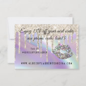 Extra glitterschijven faux holographic Pearlescent Bedankkaart (Achterkant)