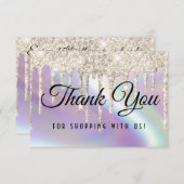 Extra glitterschijven faux holographic Pearlescent Bedankkaart (Voorkant / Achterkant)