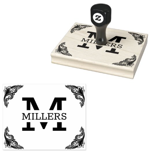 Extra groot aangepast monogram rubberstempel (Gestempeld)