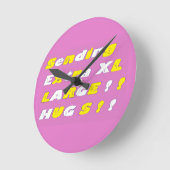 Extra groot design Roze gele witte grafische kaart Ronde Klok (Hoek)