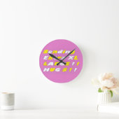 Extra groot design Roze gele witte grafische kaart Ronde Klok (Huis)