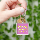 Extra groot design Roze gele witte grafische kaart Sleutelhanger (Hand)