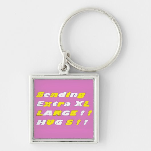 Extra groot design Roze gele witte grafische kaart Sleutelhanger (Voorkant)
