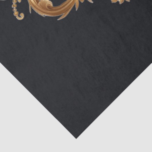 Extra Groot Goud op Zwarte Barok Bloemen Decoupage Tissuepapier (Detail)