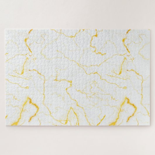 Extra groot hard elegant goud glitter wit marmer legpuzzel (Horizontaal)