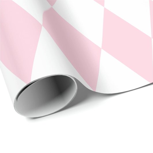 Extra groot lichtroze en witte harlequin cadeaupapier (Rol Hoek)