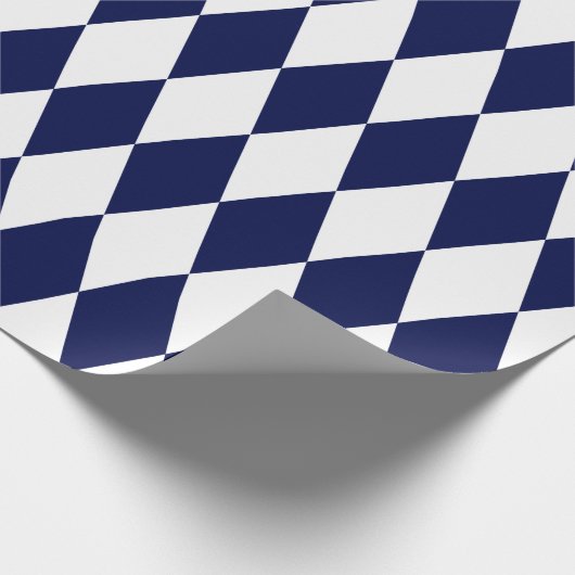 Extra groot marineblauw en witte harlequin cadeaupapier (Hoek)