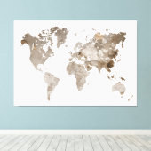 Extra groot Neutraal Kleur Wereldkaart Canvas (Insitu (Houten vloer))