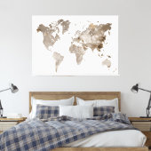 Extra groot Neutraal Kleur Wereldkaart Canvas (Insitu (Slaapkamer))