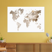 Extra groot Neutraal Kleur Wereldkaart Canvas Afdruk (Insitu (Woonkamer))