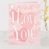Extra groot roze ik hou van je met een hartkaart kaart (Gele Bloem)