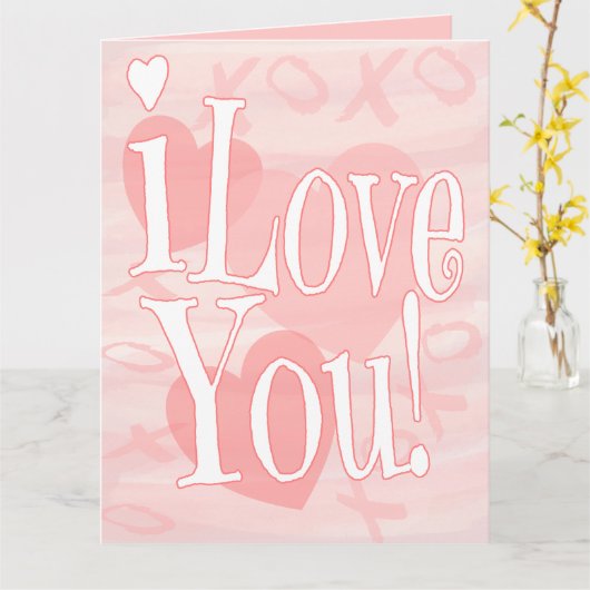 Extra groot roze ik hou van je met een hartkaart kaart (Gele Bloem)