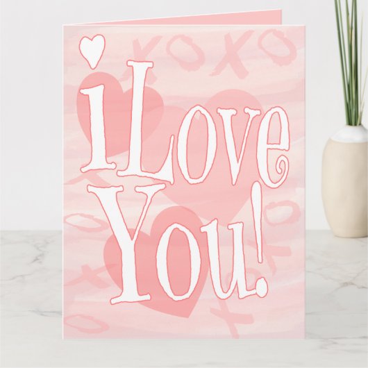 Extra groot roze ik hou van je met een hartkaart kaart (Voorkant)