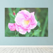 Extra groot roze rooscanvas canvas afdruk (Insitu (Houten vloer))
