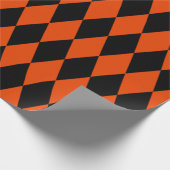Extra groot zwart en helder Oranje Harlequin Cadeaupapier (Hoek)