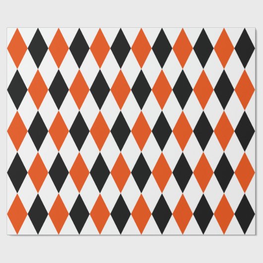 Extra groot zwart, helder Oranje en wit Harlequin Cadeaupapier (Vlak)
