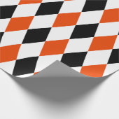 Extra groot zwart, helder Oranje en wit Harlequin Cadeaupapier (Hoek)