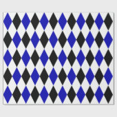 Extra groot zwart, Royal Blue en White Harlequin Cadeaupapier (Vlak)