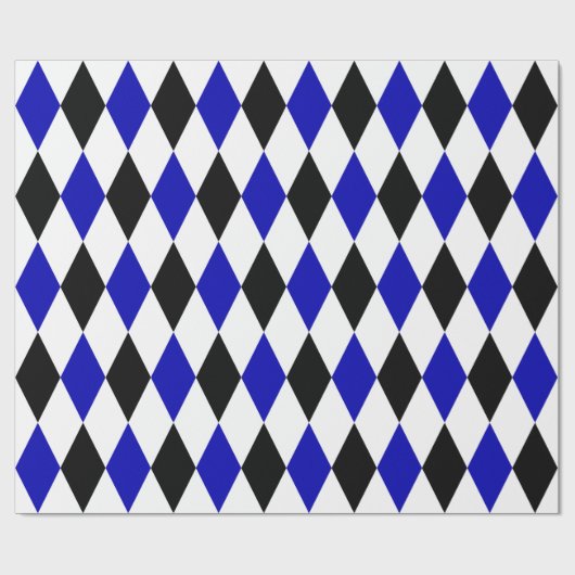 Extra groot zwart, Royal Blue en White Harlequin Cadeaupapier (Vlak)