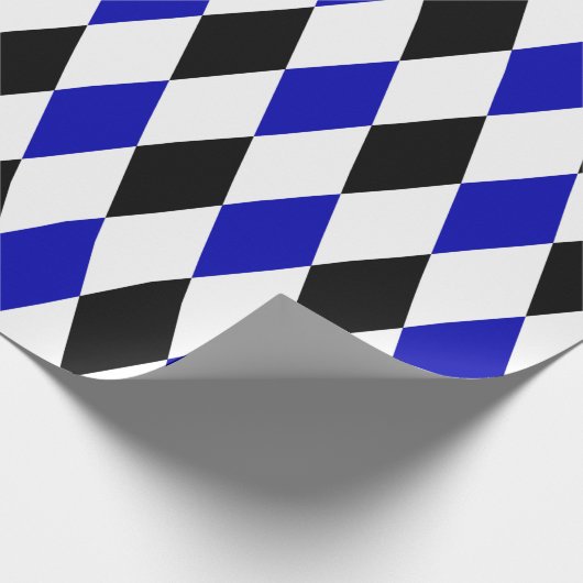 Extra groot zwart, Royal Blue en White Harlequin Cadeaupapier (Hoek)