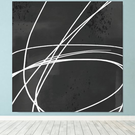 Extra groot zwart-wit, modern, Abstract Canvas Afdruk (Insitu (Houten vloer))