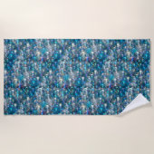 Extra grote badhanddoek bubbels badkamer Aqua Blue (Voorkant)