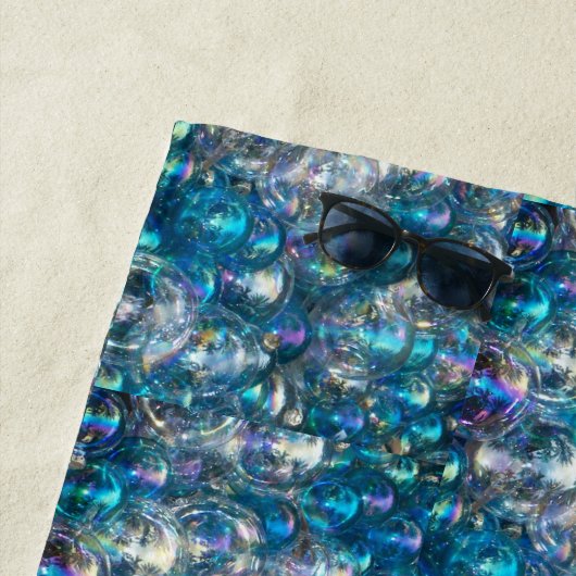 Extra grote badhanddoek bubbels badkamer Aqua Blue (In situ)