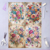 Extra grote barokke kleurrijke bloemen Decoupage Tissuepapier (Craft)