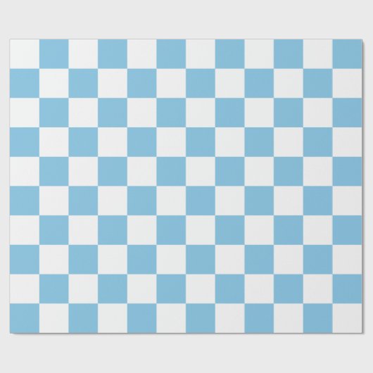 Extra grote, blauwe en witte cheques cadeaupapier (Vlak)