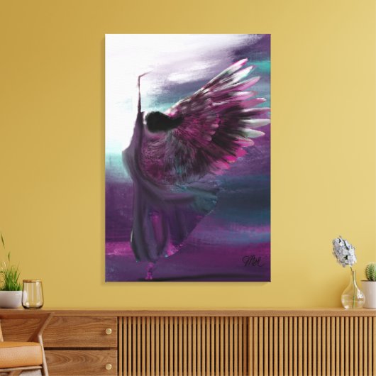 Extra grote Christelijke Abstracte Angel Paarse Canvas Afdruk (Insitu (Woonkamer))