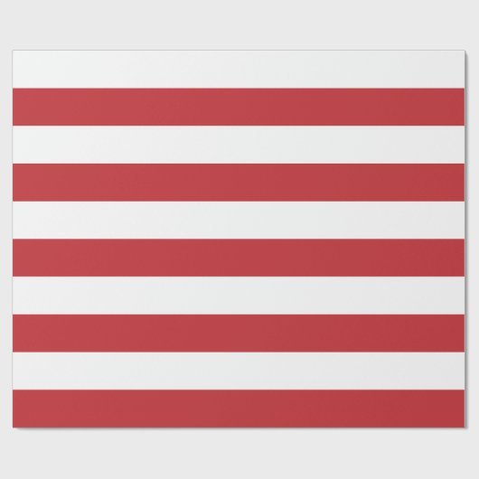 Extra grote, donkerrode en witte strepen cadeaupapier (Vlak)