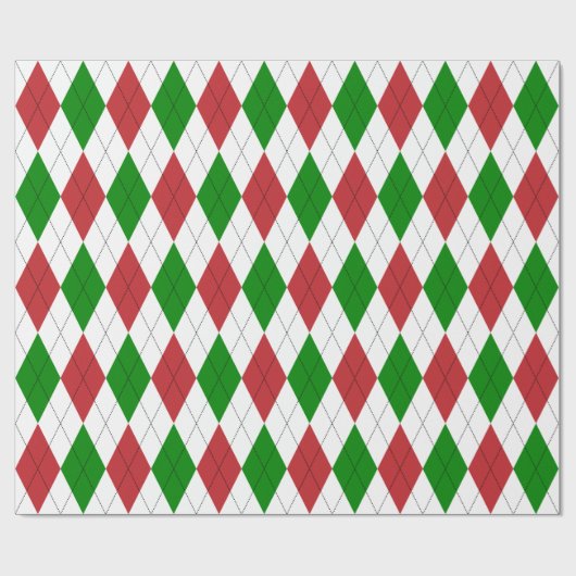 Extra grote, donkerrode, groene en witte stijl cadeaupapier (Vlak)