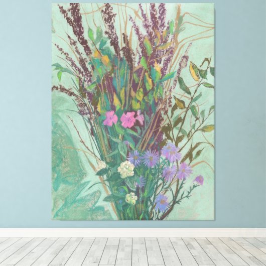 Extra grote herfstbloemen canvas afdruk (Insitu (Houten vloer))